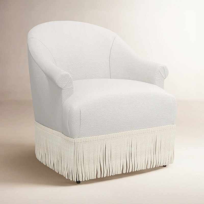 Fauteuil à oreilles Callie, Velours performance gris clair Bella, Ivoire