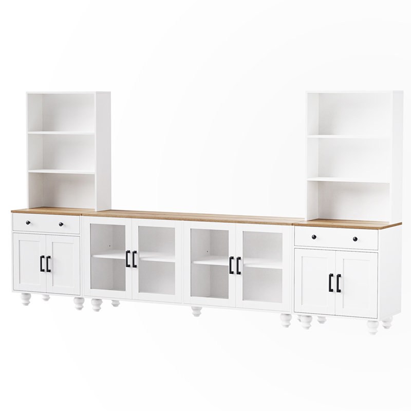 Media Console with Gourd-Shaped Legs, White