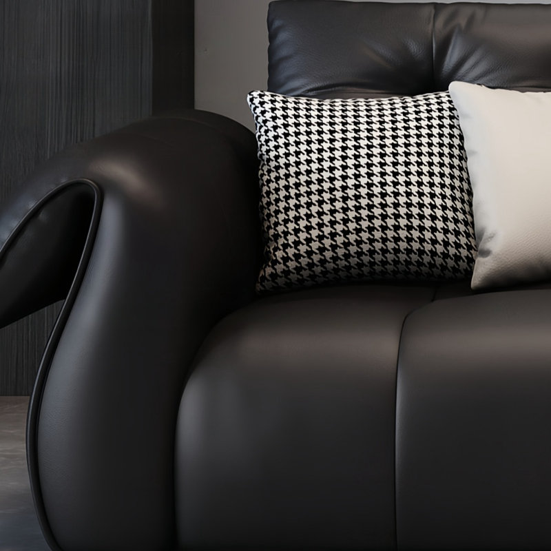 Simple and Retro Straight Black Sofa