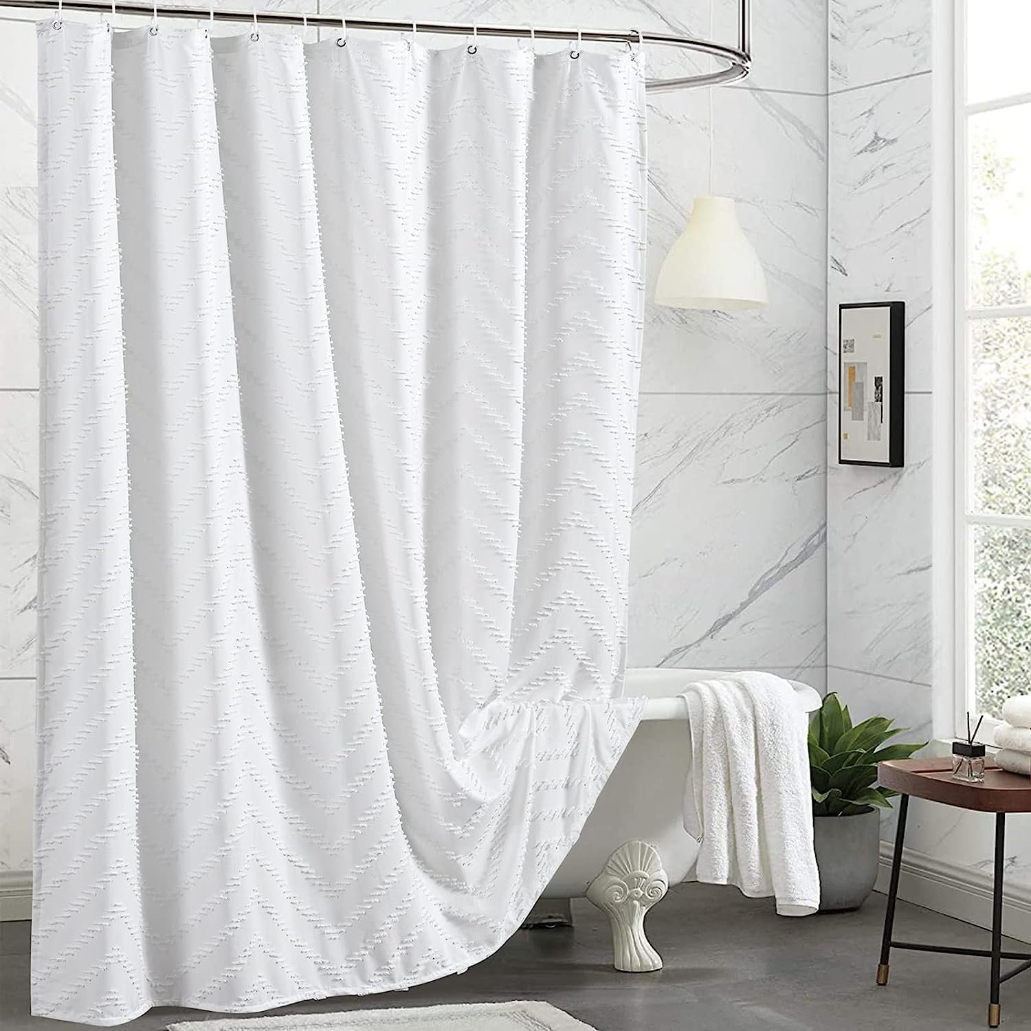 Latitude Run® 96Inche Extra Long Shower Curtains 72 X 96 Inches White ...