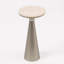 Table d'appoint moderne avec plateau en marbre blanc et piédestal noir brossé-577230547