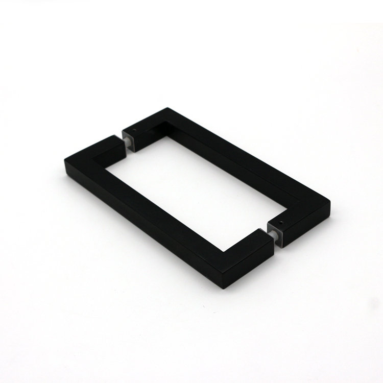 8" Square Tubing Back-to-Back Push/Pull Door Handles, Matte Black
