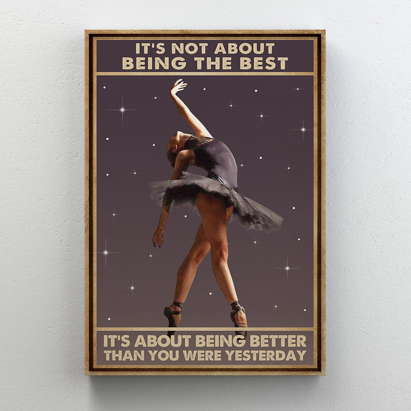 «Ballet Girl With Stars - It's Not About Being Better Than Someone Else», reproduction d'art graphique rectangulaire sur toile tendue 1 pièce