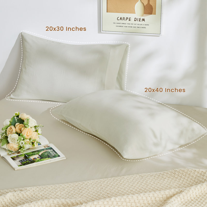 Soft Twill Microfiber Fabric Pillowcases Set, Queen Pillowcase, Beige