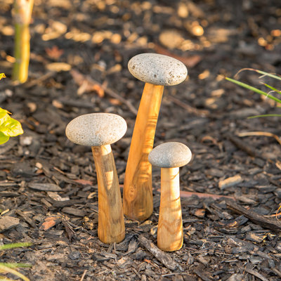 Beach Pebble Mushrooms - set of 3   6/ 8/ 10" H