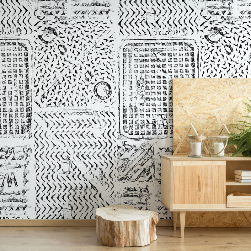Thames, Non-Woven, Black on White