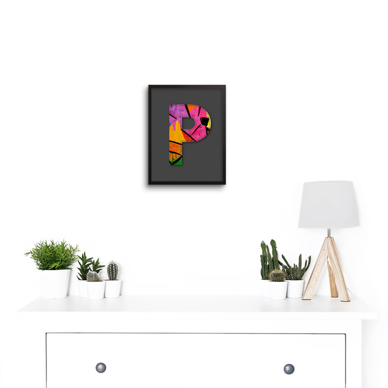 Letter P Neon Abstract by Sha & Koko - Single Picture Frame Print