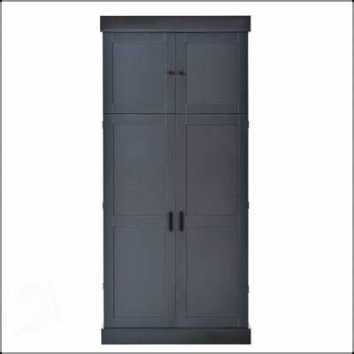 Garde-manger autoportant de 77 po de hauteur et de style moderne L 35 po x l 17,7 po TopMAX avec tablettes réglables, tablettes de porte, tiroirs et porte-bouteilles