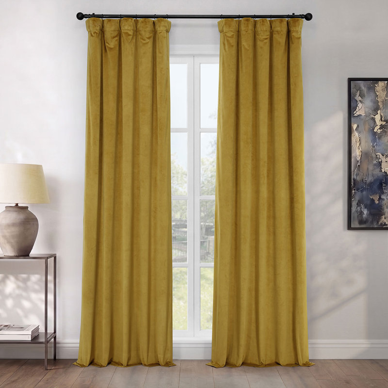 Rideaux en velours moelleux Matra pour chambre à coucher ‑ rideaux obscurcissants pour les fenêtres de salon, panneau simple