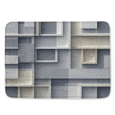 Gray Geometric Layers Bath Mat