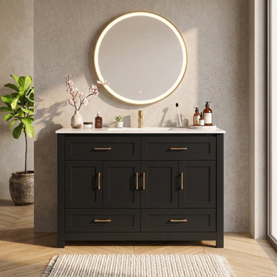 48" Bathroom Vanity with Sink, Freestanding Bathroom Vanity Cabinet with Soft-Close Doors & Drawers, Ample Storage