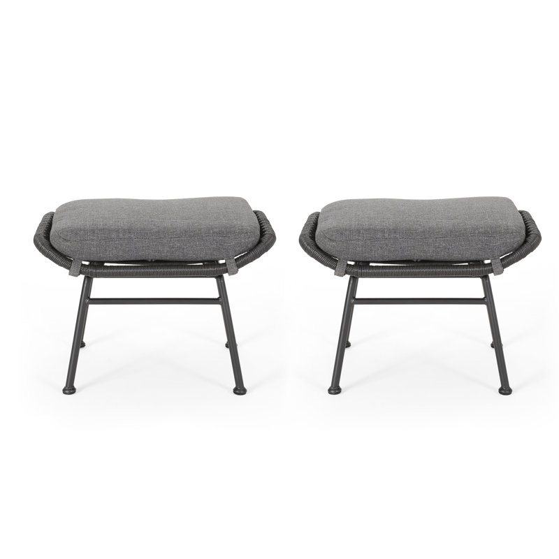 Repose-pieds d'extérieur avec coussin Ingle, Gris foncé / Gris
