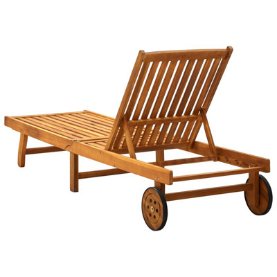 Chaise longue simple en acacia 80 po avec coussins Floranne