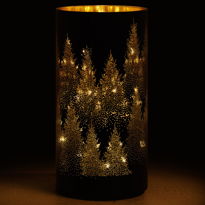  Okolona Tree Motif Portable Glass Hurricane Lamp (8"), 8" H x 4" W x 4" D