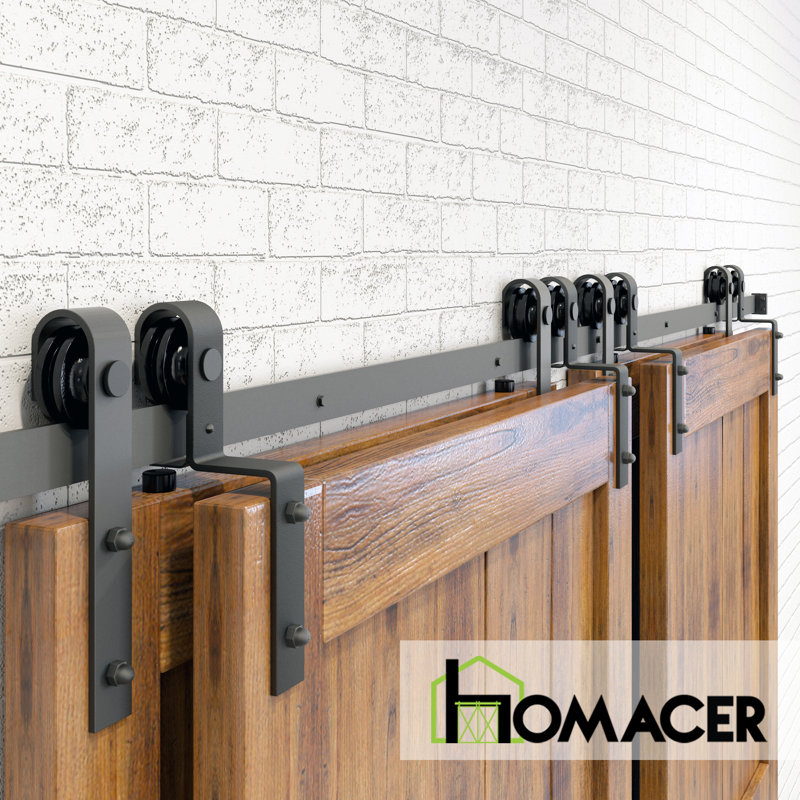 Homacer Single Track Bypass Four Door Hardware Kit, 48 in.