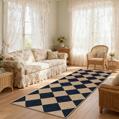 Tapis à carreaux en jute à carreaux lavable à la machine, minimaliste et élégant, parfait pour les chambres à coucher, les salons et les couloirs