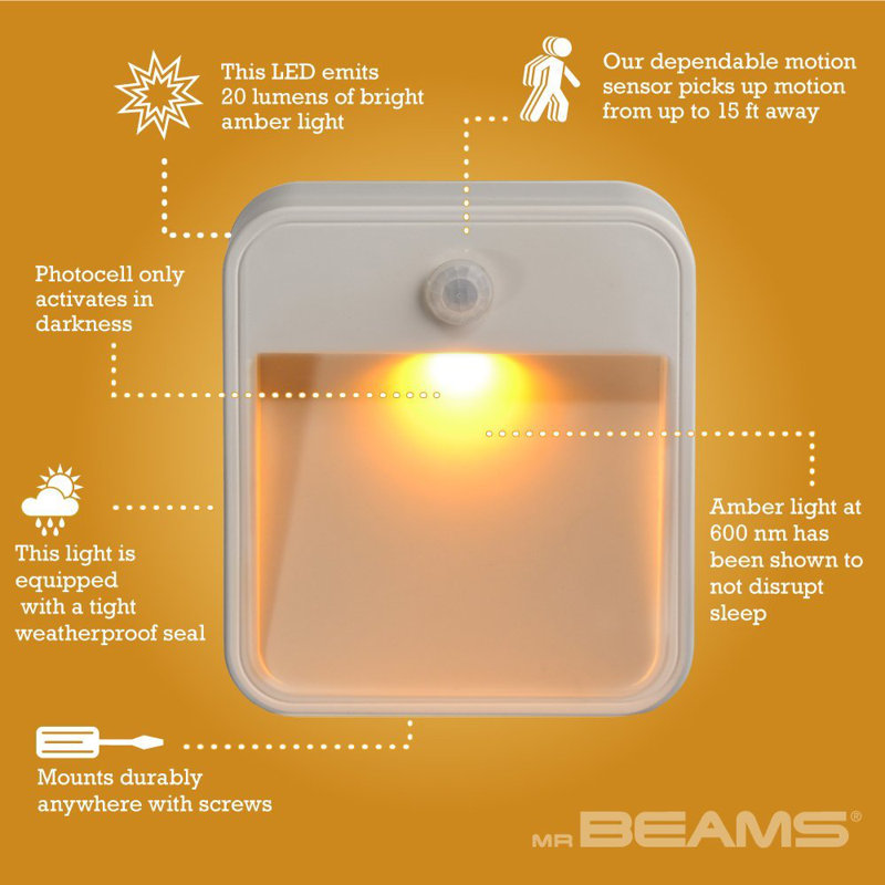 Lumen Amber LED Sleep Friendly Wireless Battery Powered Motion Sensing Nightlight, 3-Pack