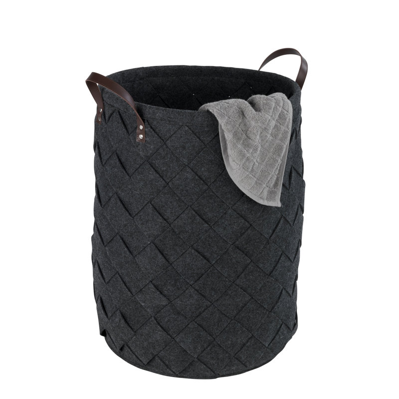 Plastic Laundry Hamper with Handles, Black