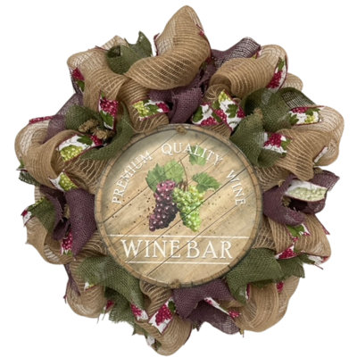Wine Bar Handmade Deco Mesh Wreath