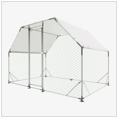 Durable Metal Large Chicken Coop With Waterproof Cover, Walk-In Poultry Cage For Safe And Comfortable Pet Keeping