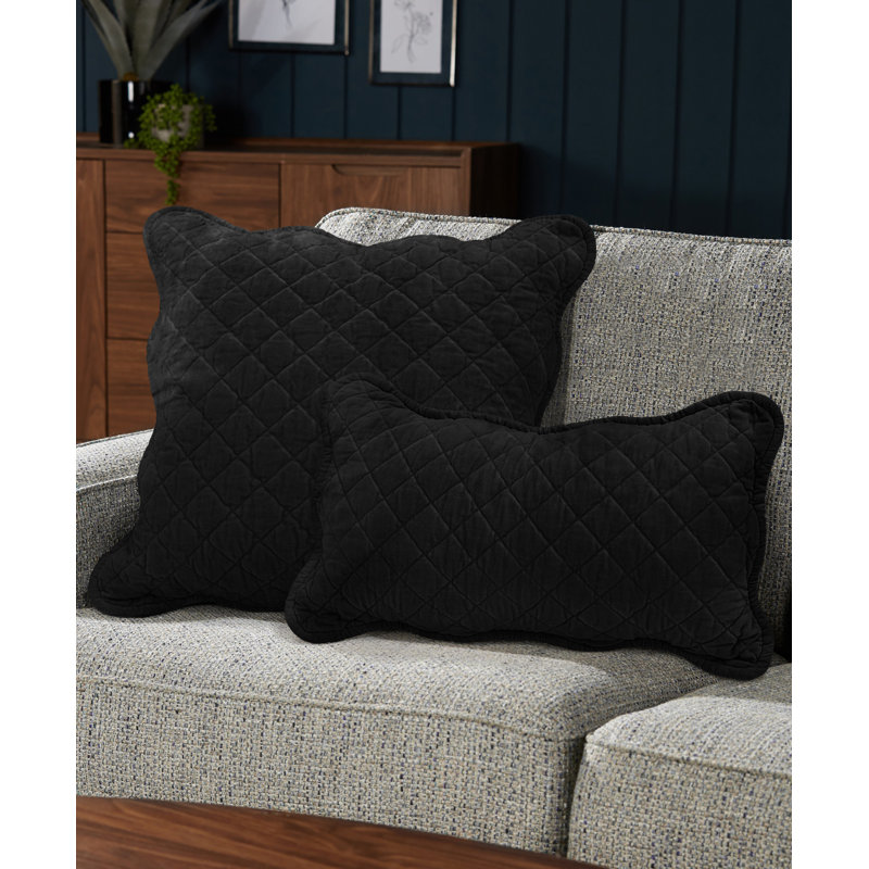 Mundo Geometric Rectangular Lumbar Cushion, Black
