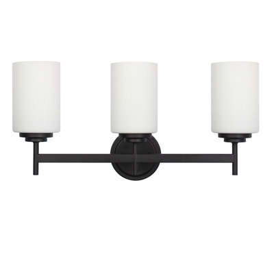 Wynona 3 Light Vanity - Matte Black - Opal White