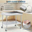 Table de préparation 28 po x 24 po en acier inoxydable avec roulettes verrouillables, chariot utilitaire à hauteur réglable pour cuisine commerciale-2023287548