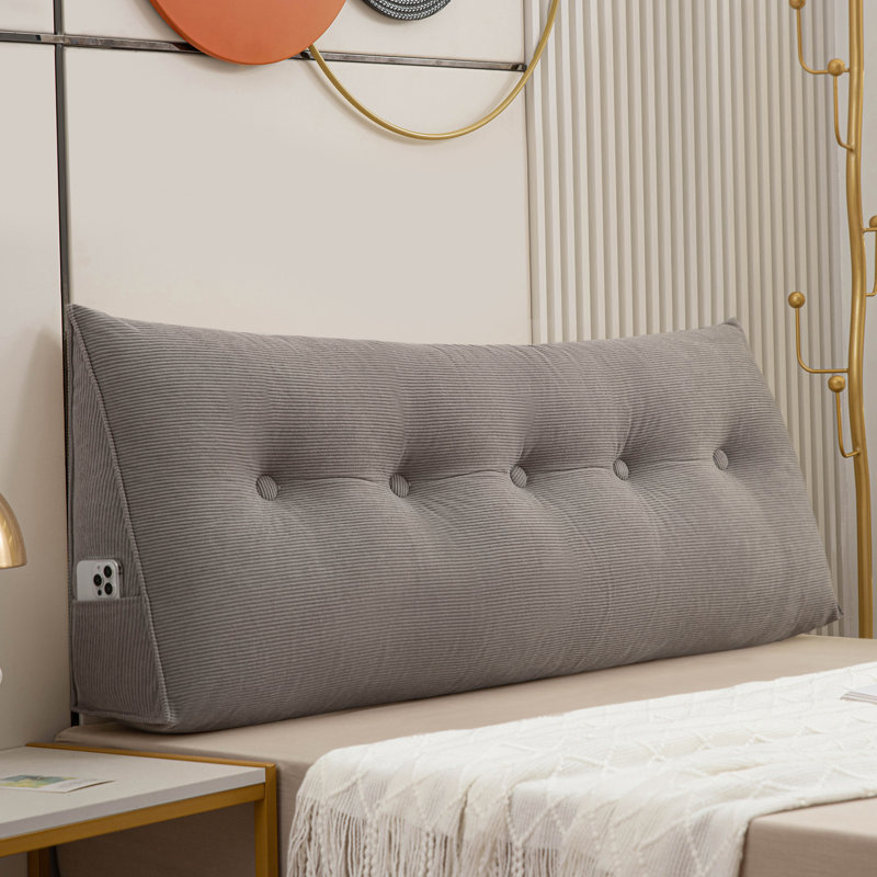  Polyester Headboard Back Support Throw Pillow, 20"H x 78"W, Gray