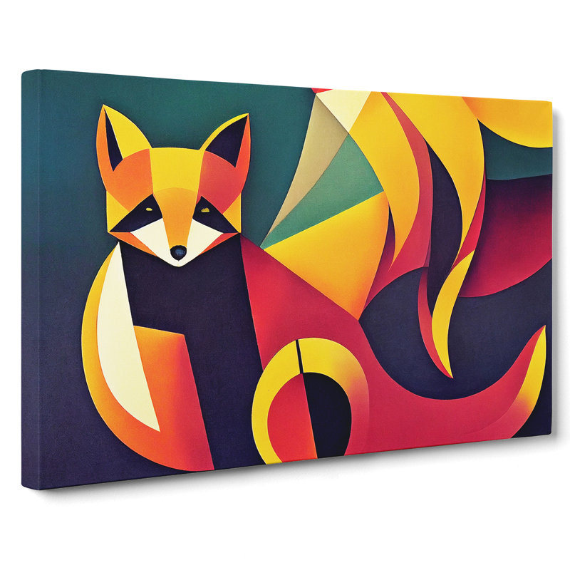 Fox Art Deco Abstract - Wrapped Canvas, 40cm H x 60cm W x 3cm D