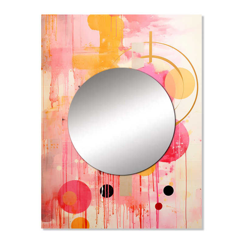 Eurodicus rose doré île lever du soleil collage - abstrait collages muraux, miroir décoratif rose, impression d'art en métal