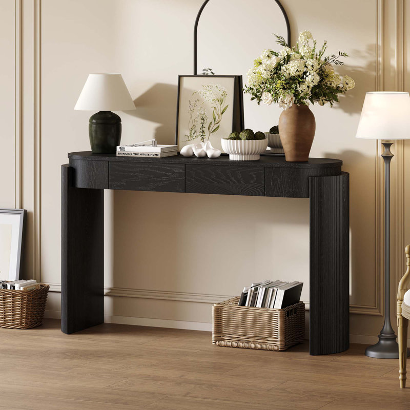 Console Table With Fluted Design, Black