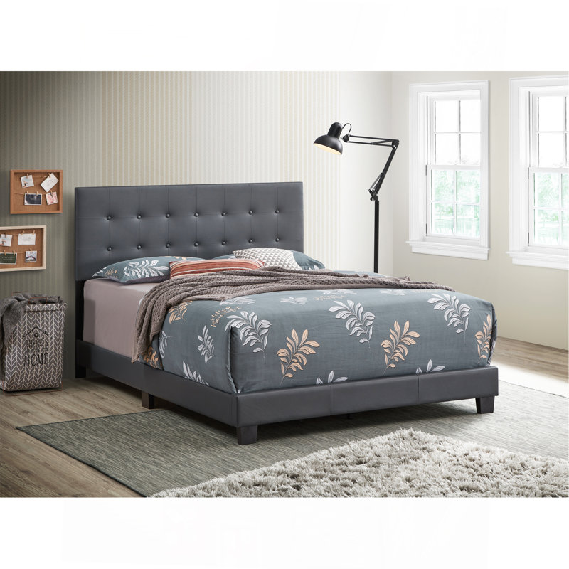 Élégant lit double contemporain gris foncé