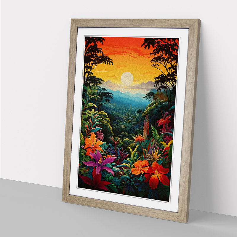 Jungle Colour Field Art - Framed Print, 64cm H x 46cm W x 2cm D, Oak Framed
