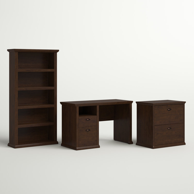 Huckins 3 Piece Computer Desk Office Set, Antique Cherry
