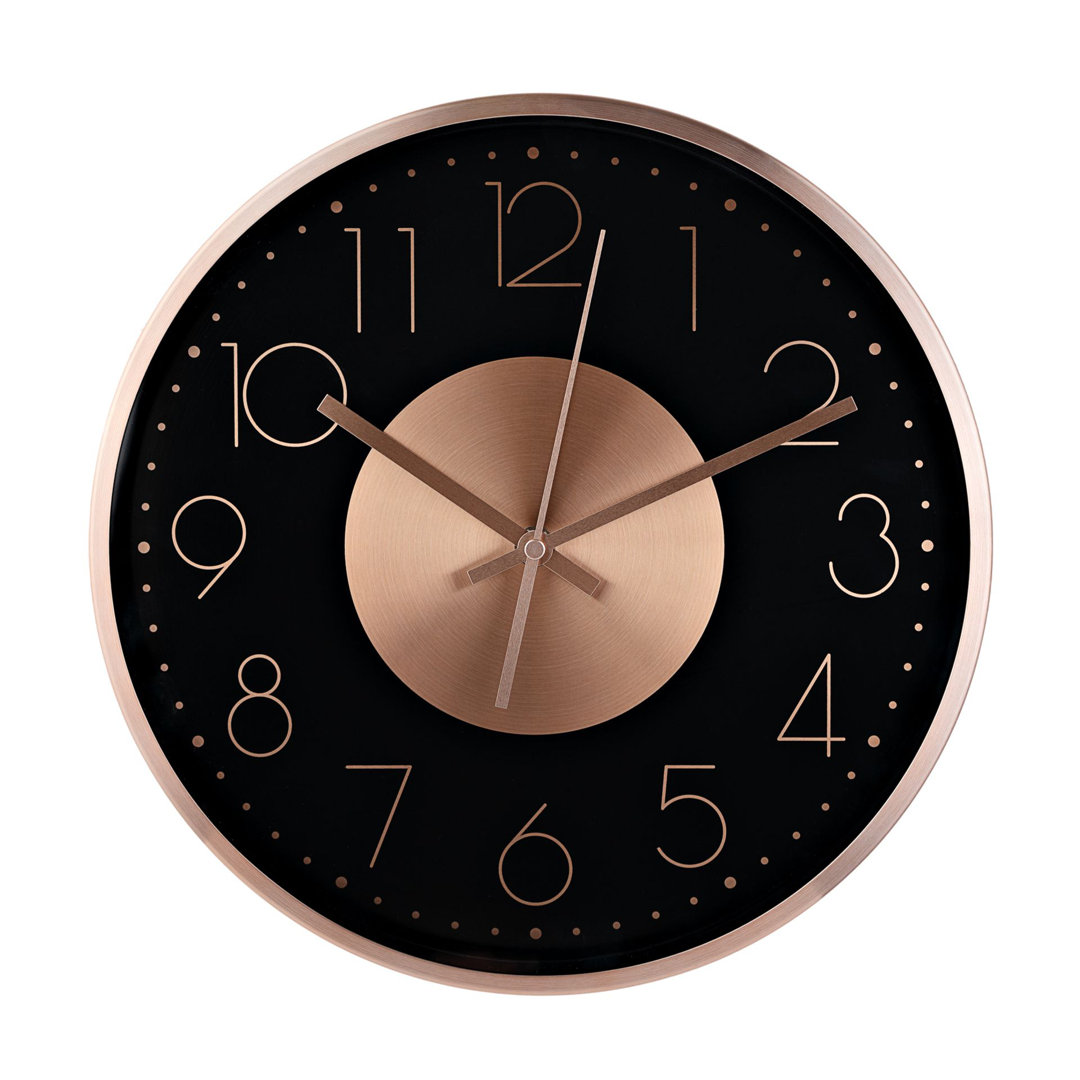 Fairmont Park Round Metal Wall Clock Metal Dial 12" - Rose Gold
