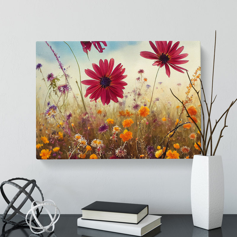 Masterful Wildflowers Floral - Wrapped Canvas, 50cm H x 76cm W x 3cm D