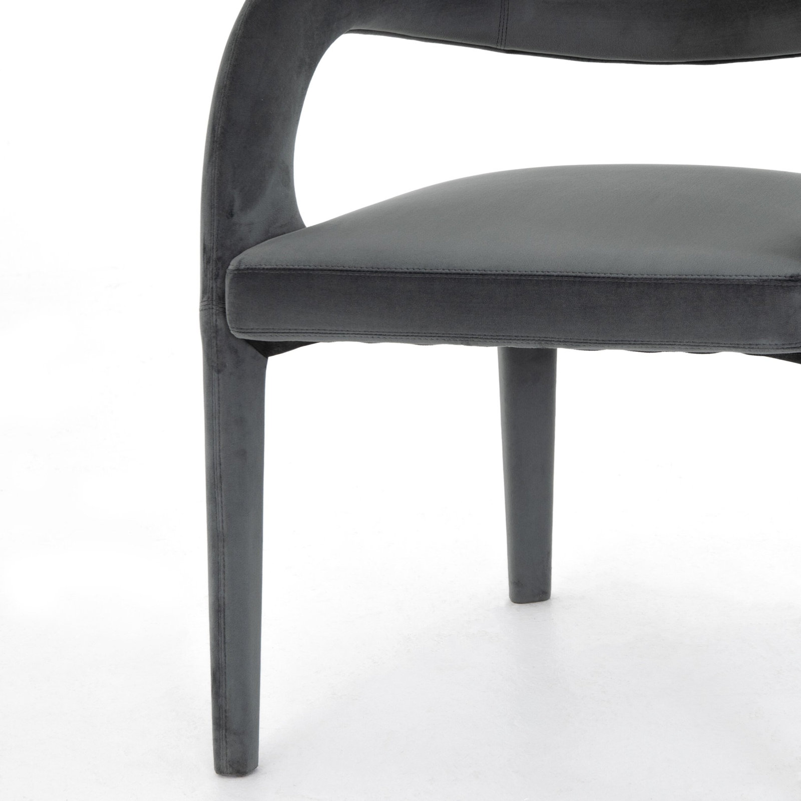 Hawkins Genuine Leather Dining Armchair, Charcoal Velvet