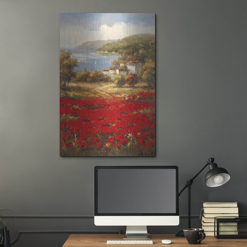 Lark Manor ™ «Poppy Harbor» par Marino, art mural en métal, H 36 po x l 24 po