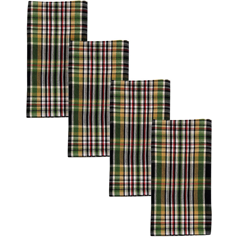  Winter's Night Tartan Napkin Set Of 4, Black Plaid