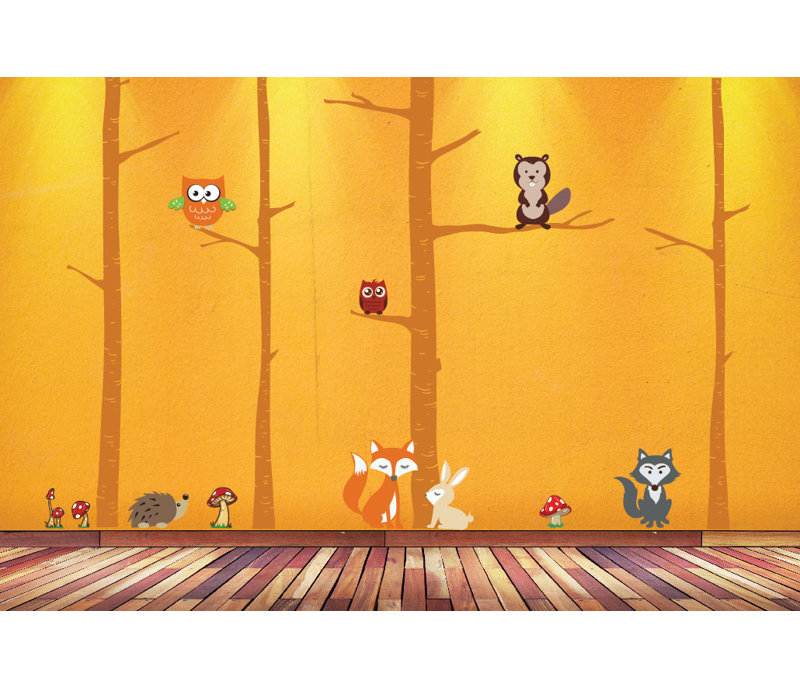 Décalcomanie murale arbre forestier en vinyle tree forest bouleau tree, H 96 po x l 132 po, Brun noyer