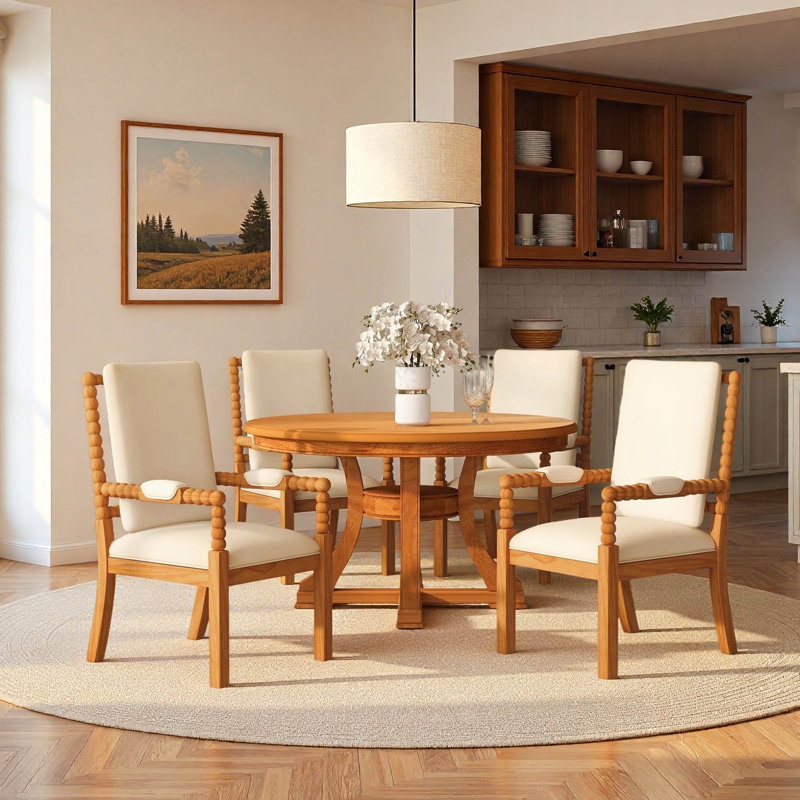 Ensemble de table de salle à manger extensible 5 pièces avec 5 chaises rembourrées, 5 Pieces: Table, 4 Chairs