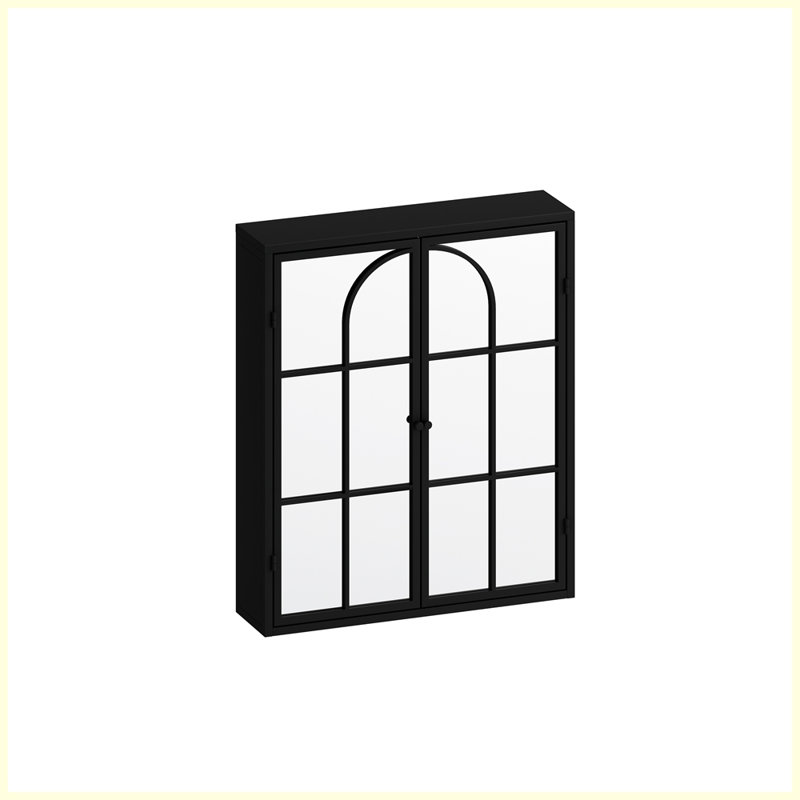 23.62 "Vintage Two Door Wall Cabinet With Mirror Bathroom Cabinet Bathroom Storage,Medicine Cabinet , Black