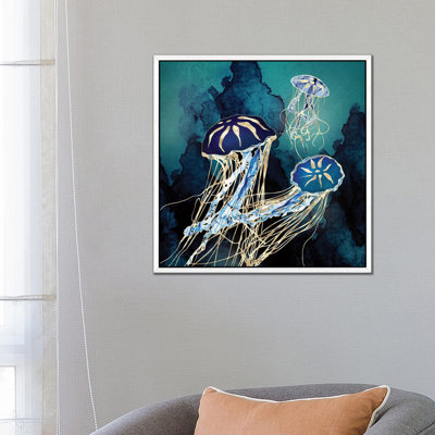 Metallic Jellyfish III - Floater Frame Print on Canvas