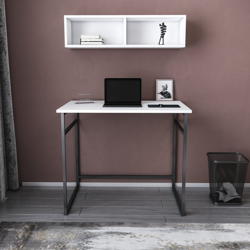 Hussum Metal Base Writing Desk, Beyaz/Black