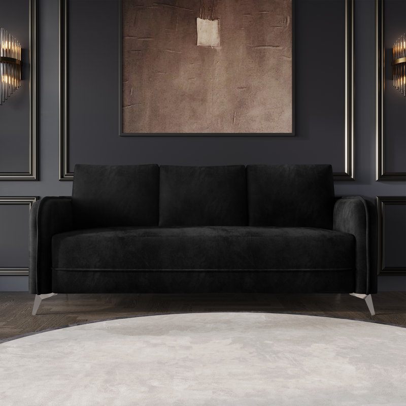 Belmont Velvet Upholstered Sofa, Black