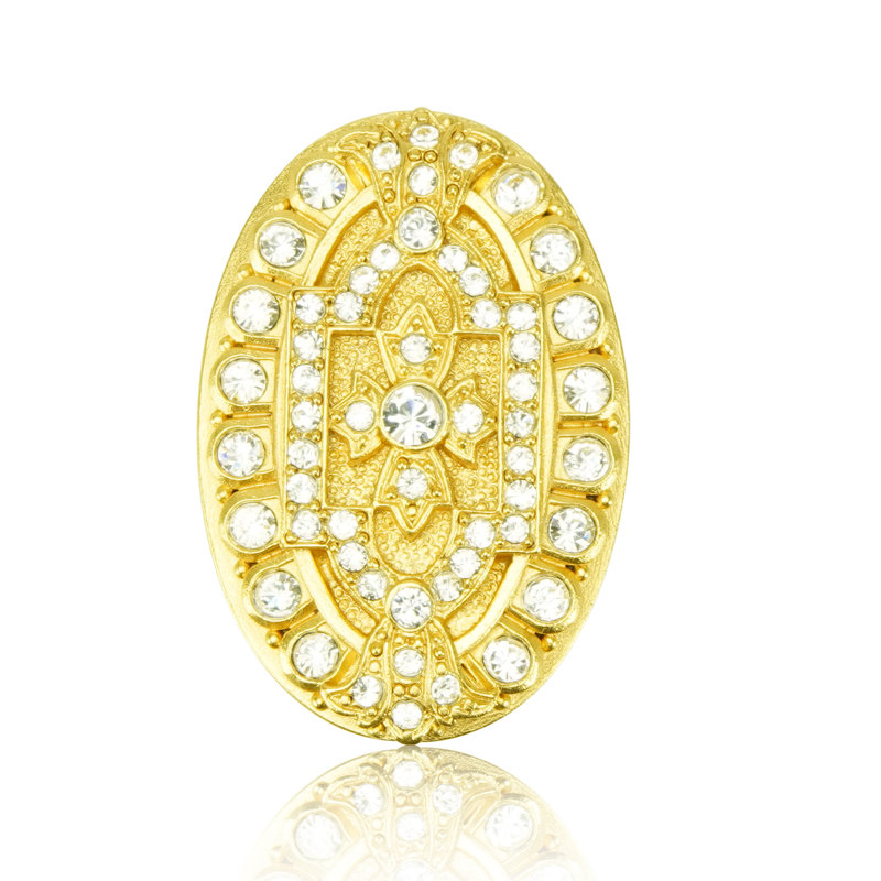 EVENING DRESS 2 OVAL KNOB; DECORATED WITH SWAROVSKI® CLEAR CRYSTAL, Gold