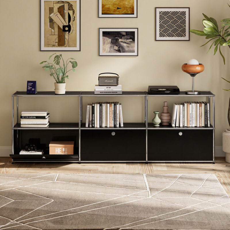 Modular Steel Accent Storage Cabinet With Adjustable Shelves, Black