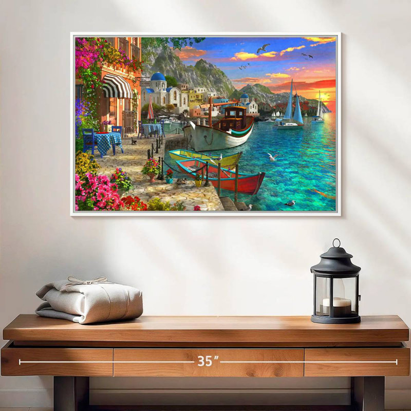 Grandios Grèce, 25 po x 17 po, Cadre flottant blanc
