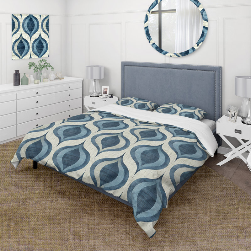 Ensemble de housse de couette Blue Ogee, Housse de couette très grand + 2 taies décorativ
