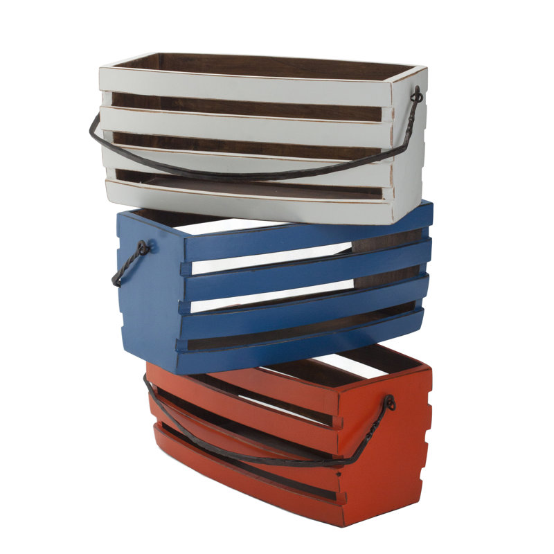 Caisse en bois massif tomate, Bleu